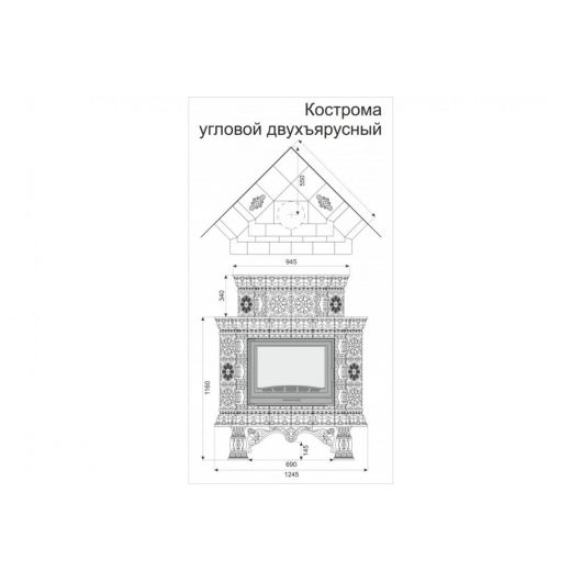 Печь камин КимрПечь Кострома Угловой Двухъярусный Ноябрь, изображение 2
